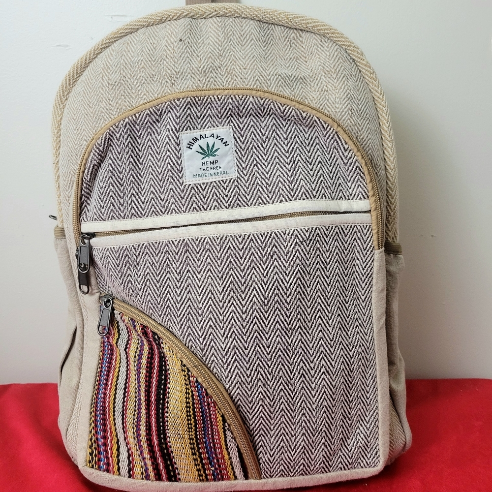 Moving sale final price Handmade Hemp & Cotton Patchwork Backpack